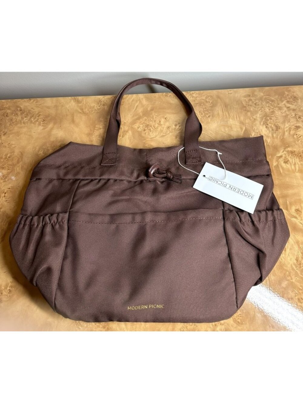 Modern Picnic Insulated Lunch Tote Brown Nylon Cooler Bag NWT Reusable Work